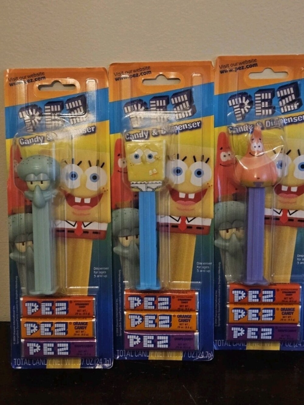 SpongeBob SquarePants 2014 Pez Dispenser Set Of 3 Patrick, Squidward, SpongeBob